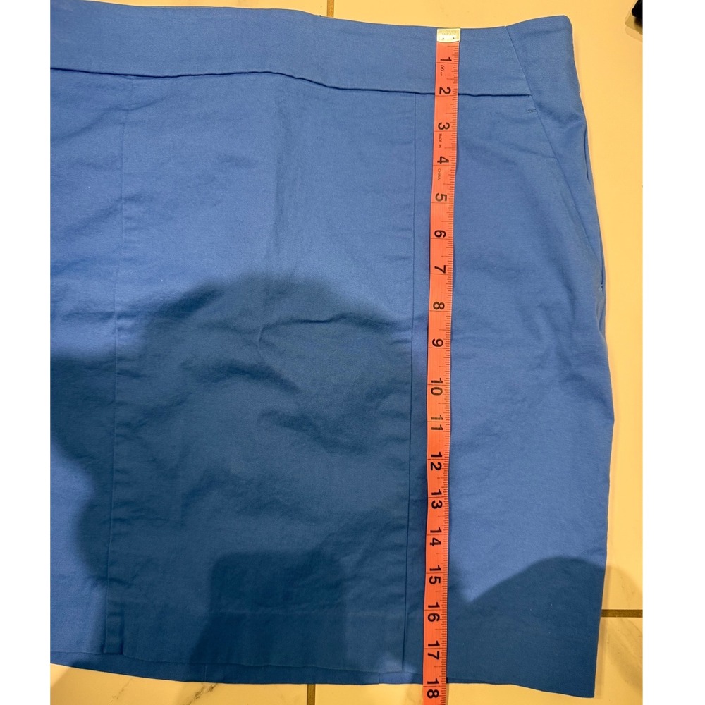 Ann Taylor Madison Skirt‎ Blue Cotton Blend Flat Front Pockets Womens Size 10 - Picture 7 of 9